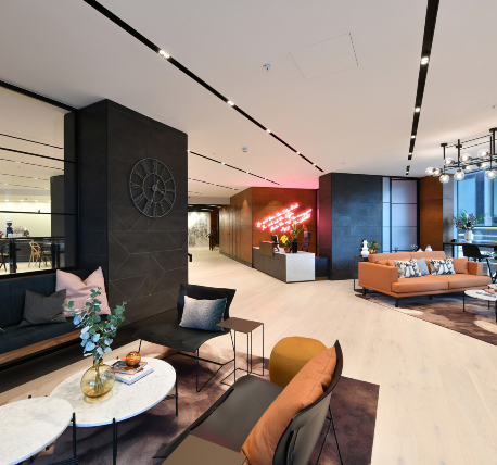 Commercial office reception waiting area